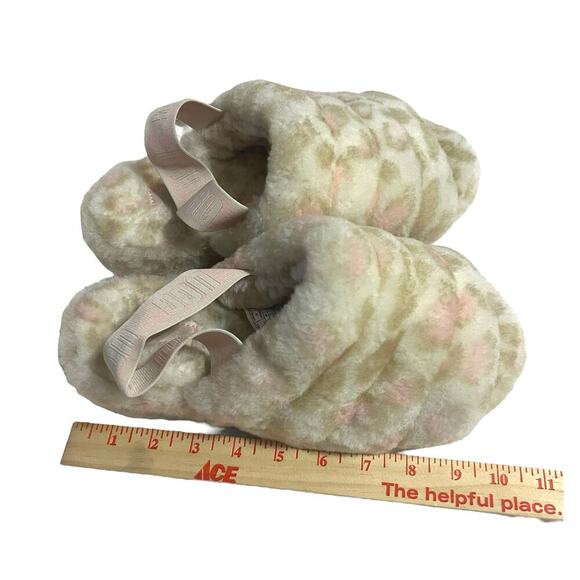 UGG Fluff Yeah Slide Slipper Panther Print Platform Cream Pink Back Strap Size 9 - Picture 12 of 13